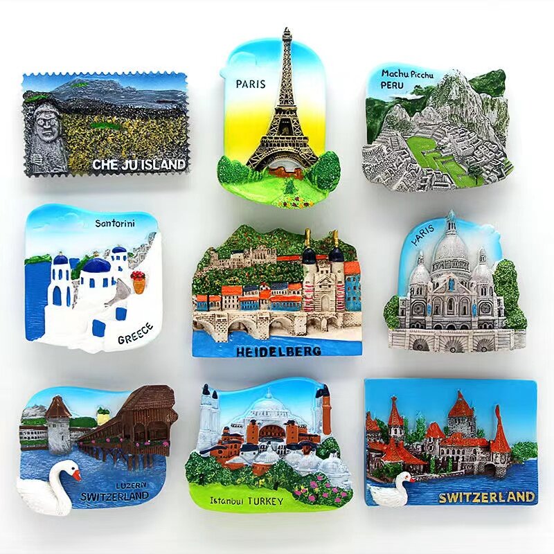 Adesivi magnetici per frigorifero 3D paesi del mondo magneti per frigorifero torre Eiffel parigi Istanbul ripiano turistico souvenir Decor