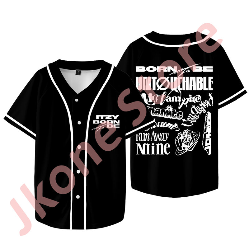 Kpop itzy geboren, um Tour Merch Trikot Cosplay Frauen Mode lässig Kurzarm T-Shirts Baseball jacke zu sein