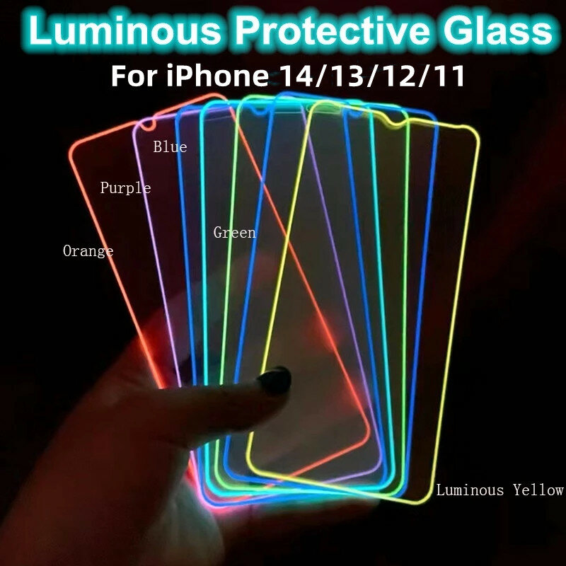 Świecące szkło hartowane dla iPhone 13 Pro Max ochraniacz ekranu świecące szkło ochronne dla iPhone 15 14 Pro Max 13 Mini szkło