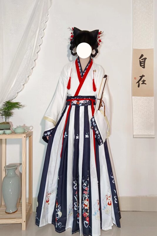 Robe Hanfu chinoise pour femme, robe maxi fluide, costume de prairie pour le tir, la remise des diplômes, ensemble de 3 pièces