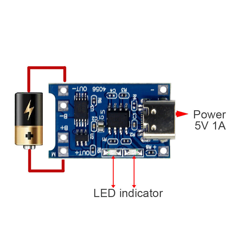 DIY Type-C Micro USB 5V 1A 18650 TP4056 Lithium Battery Charger Module Charging Board With Protection Two-in-One