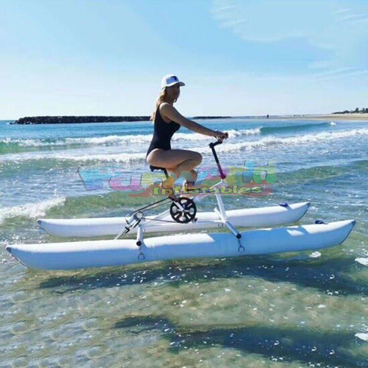 Equipo de deportes acuáticos, bicicleta de agua inflable de mar, pedal de conducción, flotador inflable, barcos plegables, bicicletas de agua a la venta