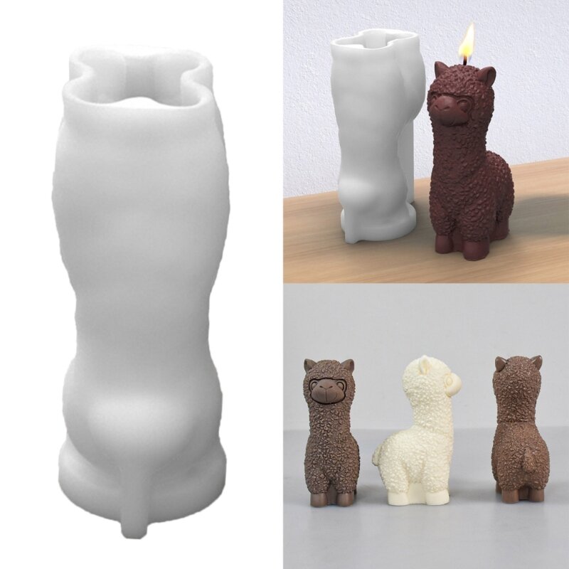 Molde durável da vela das alpacas 3D molde perfumado animal reusável do silicone da vela