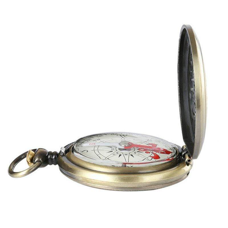 Reloj bolsillo con decoración brújula, elegante collar, reloj cadena para hombres y mujeres