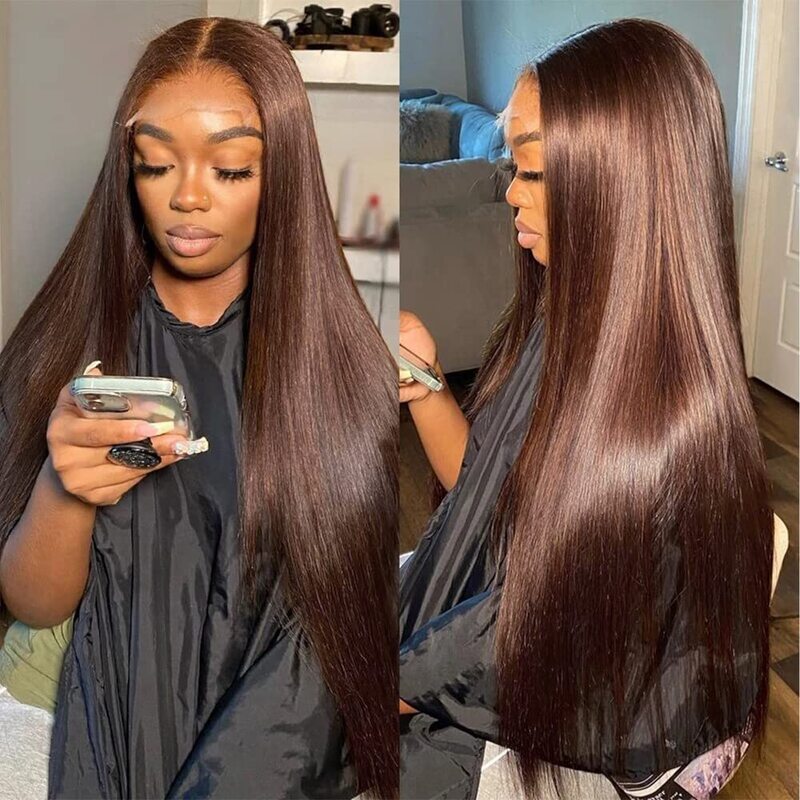 Chocolate Brown Straight Lace Front Wigs 13x4 Straight Lace Front Wigs Human Hair Pre Plucked With Baby Hair For Black Women