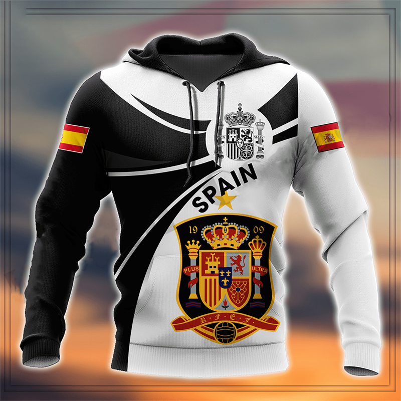 Толстовка с графическим изображением испанской эмблемы, Мужская одежда, популярный 3D стиль, новинка в Испании, женские толстовки в стиле Харадзюку, Модный пуловер y2k