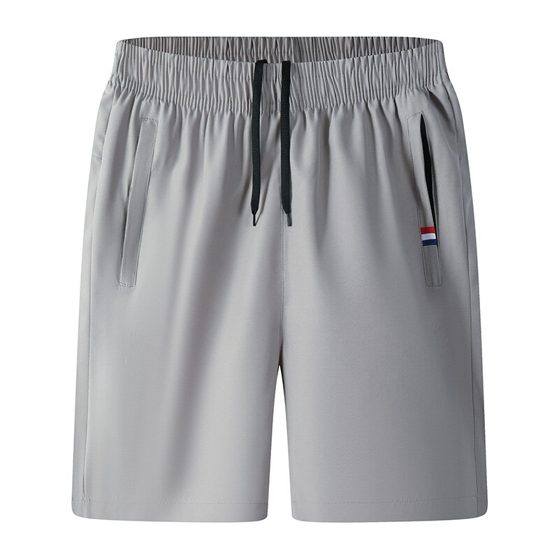 Pantalones cortos deportivos con bolsillo y cremallera para hombre, pantalón de chándal holgado, color sólido, para playa y verano, 2024
