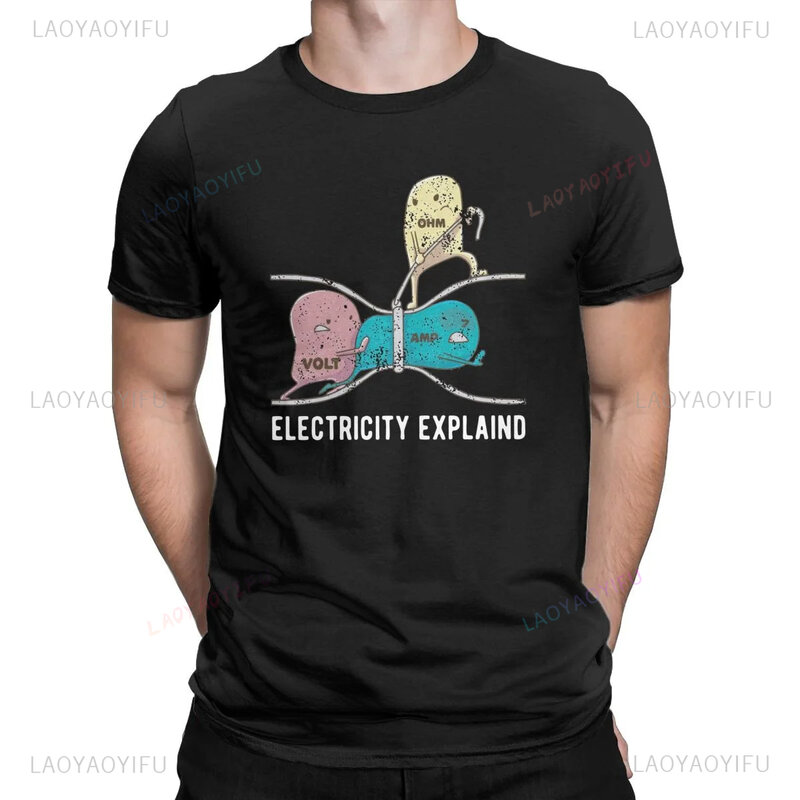 Elektryczność eksponowana na Amp Ohm Volt fizyka Nerd męska koszulka ohma prawo T-shirt w stylu Vintage koszulka Top klasyczny Top