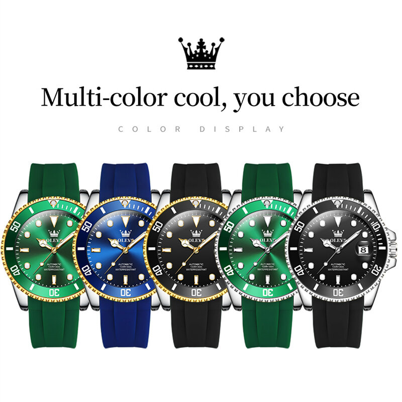 Olevs klassischer Stil grünes Zifferblatt automatische mechanische Uhr Männer Top-Marke Luxus Herren uhr wasserdicht Datum reloj hombre