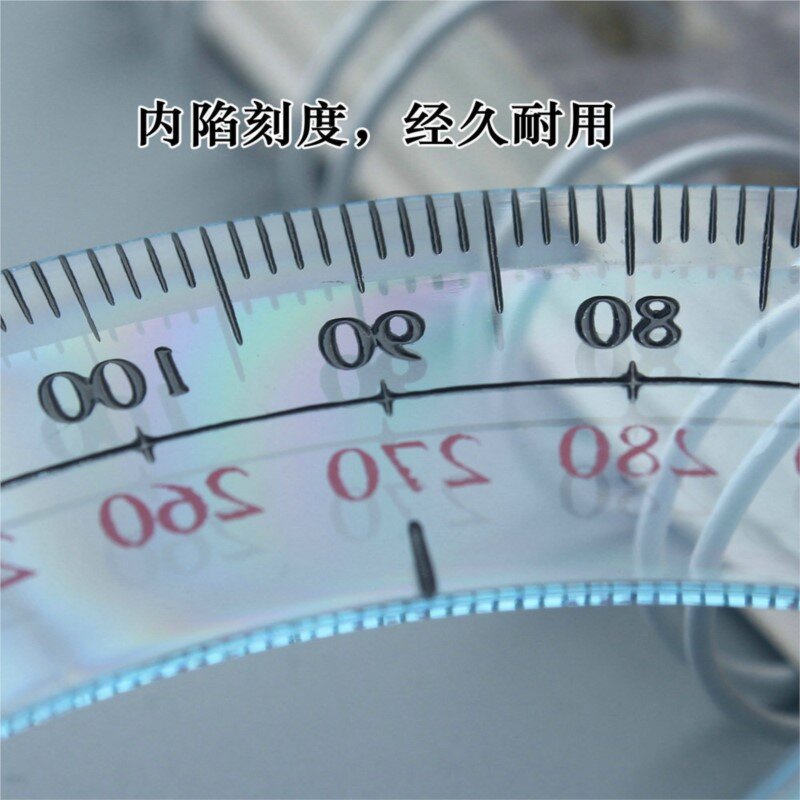 Régua De Plástico Transparente Transferidor, 360 Graus Angle Finder, Presente Do Escritório, 10cm de Diâmetro