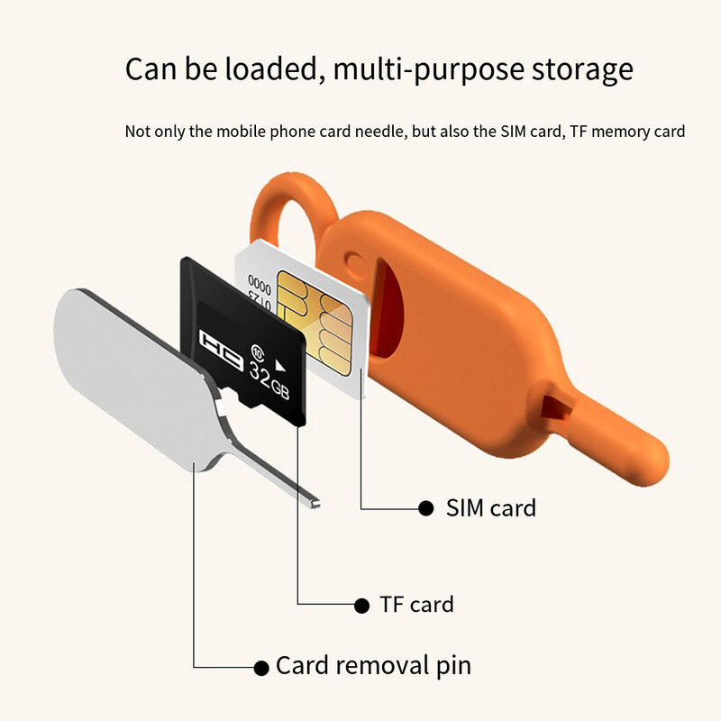 SIM Card Removal Needle Pin com Protector Holder, Anti-Lost Phone SIM Cards Storage Case, Ejetor de bandeja, Abridor de agulha, 2 em 1