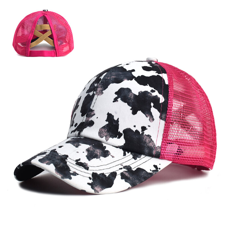 Vintage Ponytail Baseball Cap Women Adjustable Snapback Hat Mesh Distressed Summer Cap Woman Sunhat