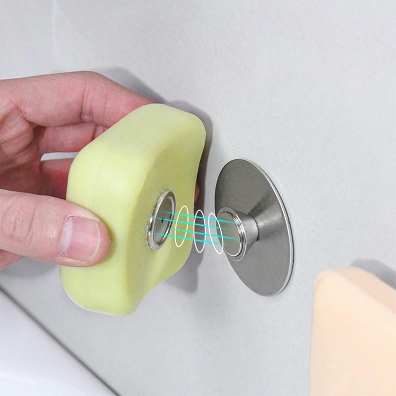 Magnetic Soap Holder Self Draining Punch Free Hanging Self Adhesive Air Dry For Soap Storage In Shower Wall Bathroom Organizer