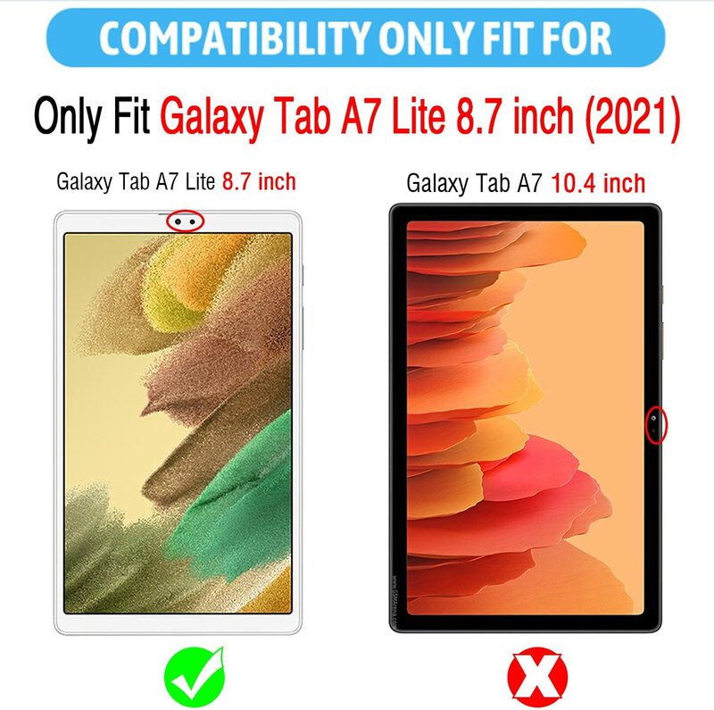 2Pcs Tablet Tempered Glass Screen Protector Cover for Samsung Galaxy Tab A7 Lite Full Coverage Screen