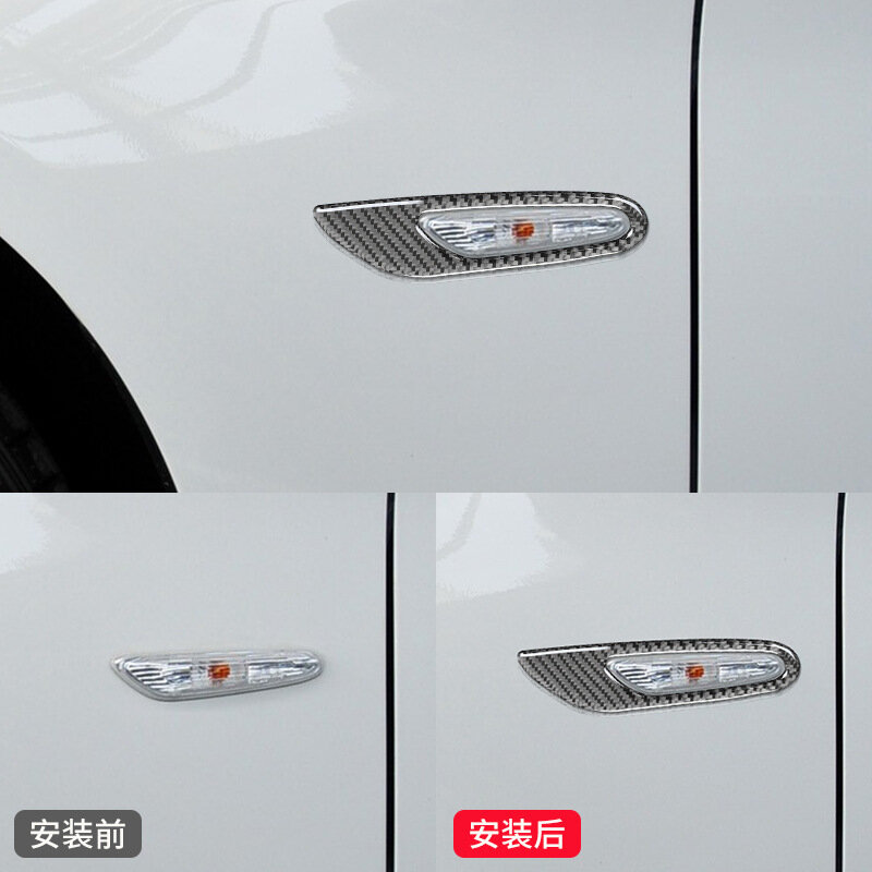 Stiker dekorasi serat karbon, untuk BMW 05-12 gaya lama 3 seri pola serat karbon pelat daun sein stiker dekorasi modifikasi E90 E92