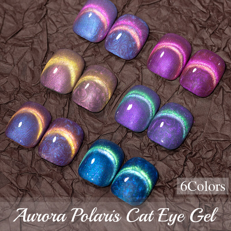 BOZLIN 오로라 폴라리스 고양이 마그네틱 젤, 2 색 고양이 아이라이너 효과, 반영구 UV 젤 네일 아트, 기본 색상 불필요, 7.5ML