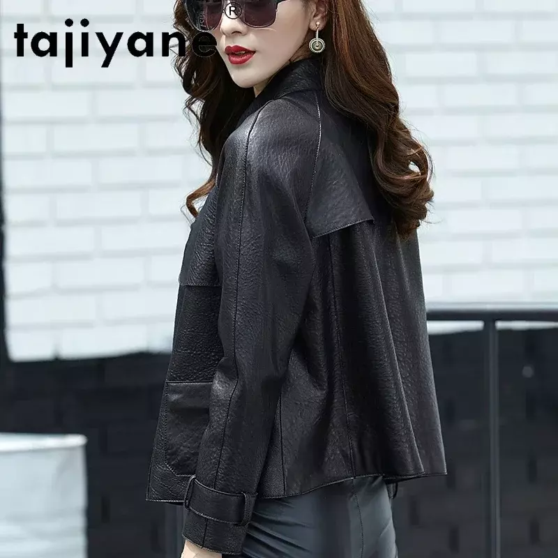 Tajeyane-abrigo de piel de oveja auténtica para mujer, chaqueta de estilo coreano, TN1966