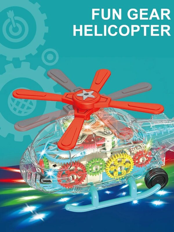طائرة شرطة كهربائية مع ضوء موسيقي ، لعبة أطفال ، عجلة عالمية ، دوران بالدرجات ، شفافة ، هدية موديل