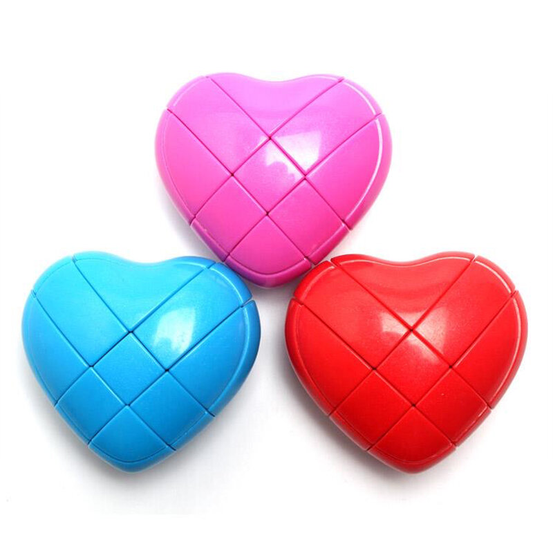 Cubo mágico de rompecabezas de velocidad para niños, juguete educativo especial, corazón de amor rosa, 3x3x3