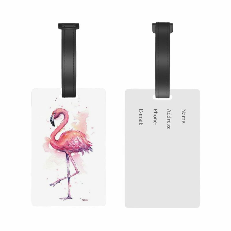 Flamingo Label bagasi burung tropis cat air Tag bagasi perjalanan aksesoris Tag portabel Label perjalanan pemegang bagasi Tag Boarding