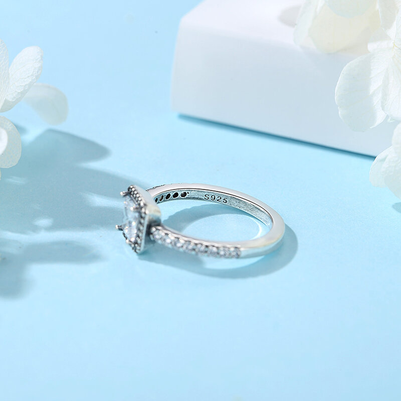 Anelli in argento Sterling 925 per le donne corona originale Love Heart Wishbone fidanzamento matrimonio anello di cristallo in oro rosa gioielli di lusso