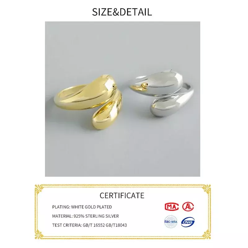 Anelli di perline a doppia sfera lisci per donna anelli di coppia di sposi geometrici Color oro aperto regalo di gioielli estetici
