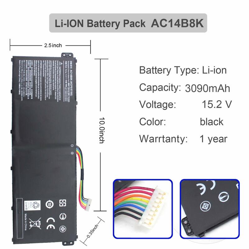 AC14B8K Batterie pour Acer Nitro 5 AN515-51 AN515-52 AN515-53 Aspire V3-371 V3-111 ES1-111 ES1-512 R3-131T R5-471T R7-371T R7-372T