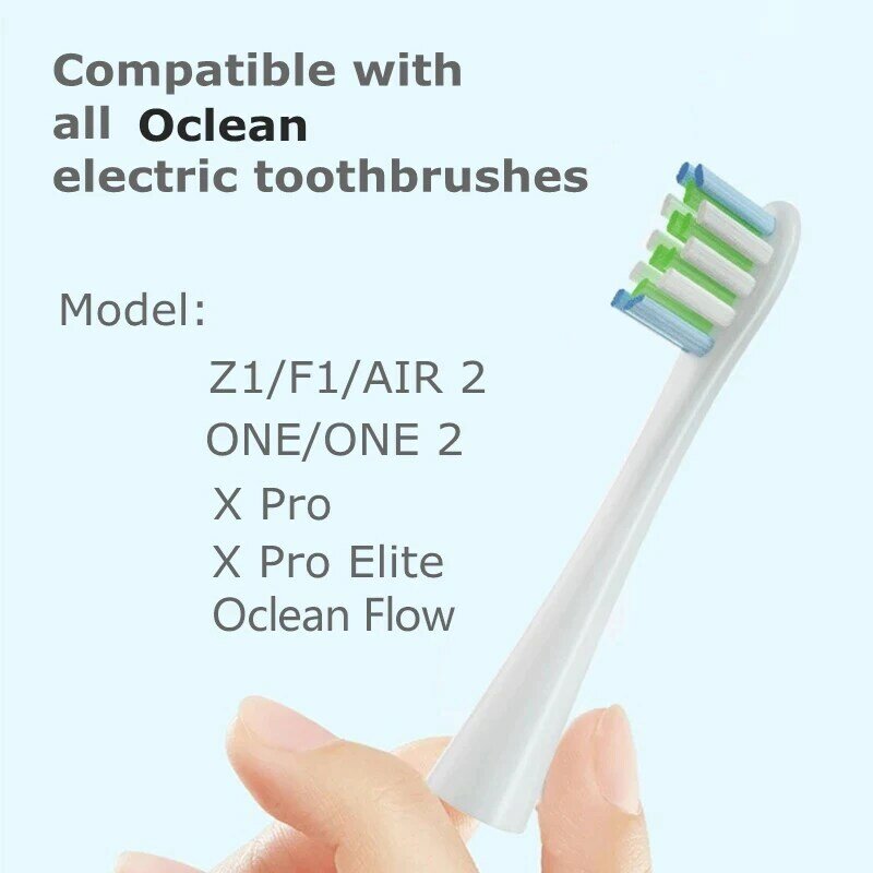 Têtes de brosse à dents de rechange pour Oclean X PRO Elite, Flow, F1, One, X, toutes les séries, brosse à dents électrique sonique DuPont, poils souples, bleu, vert