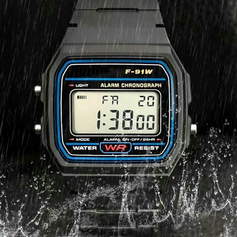 Цифровые часы F91W для женщин и мужчин, винтажные спортивные квадратные наручные часы с силиконовым ремешком для пар, 1 шт.