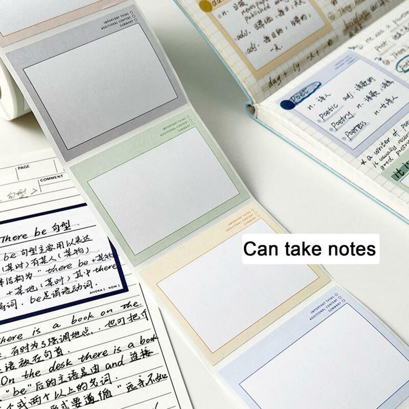 Mini Bloc de notas para estudiantes, tipo de tracción, No purga, rollo de notas adhesivas, papel a prueba de tinta, Peelable