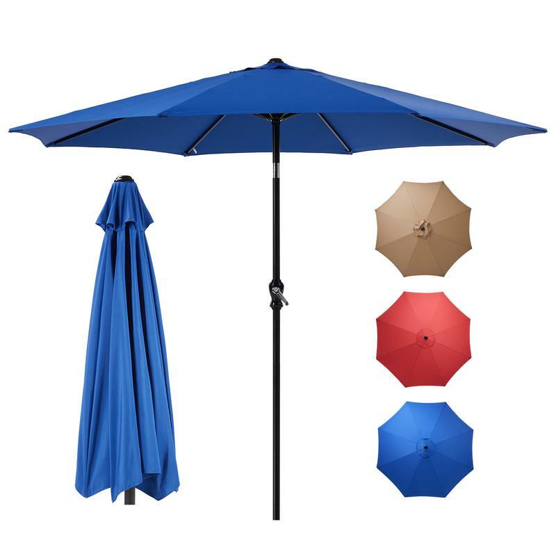 Zeke Town-Guarda-chuva ao ar livre do pátio, Tilt and Crank, Market Umbrella, 8 costelas resistentes, proteção UV, impermeável para jardim, quintal
