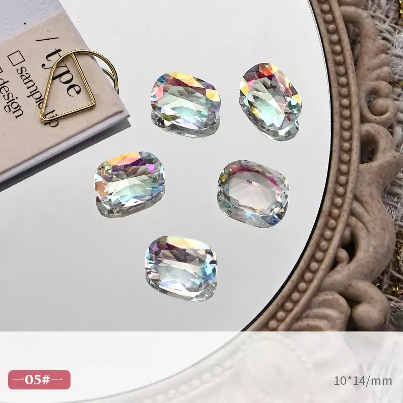 10 Stuks 10X14Mm Grote Kussen Kristal Diamant Nail Charms Puntige Onderkant Super Sprankelende Nagel Decoraties Manicure Accessoires