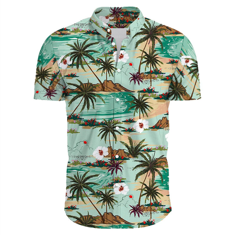 メンズ半袖Tシャツ,スリムウエスト,ボタン付き,トップ,ビーチ,夏