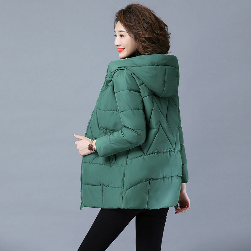 Meimei 대형 2023 면 코트, 슬림한 중간 길이, 두꺼운 여아용 면 코트, 겨울 신상