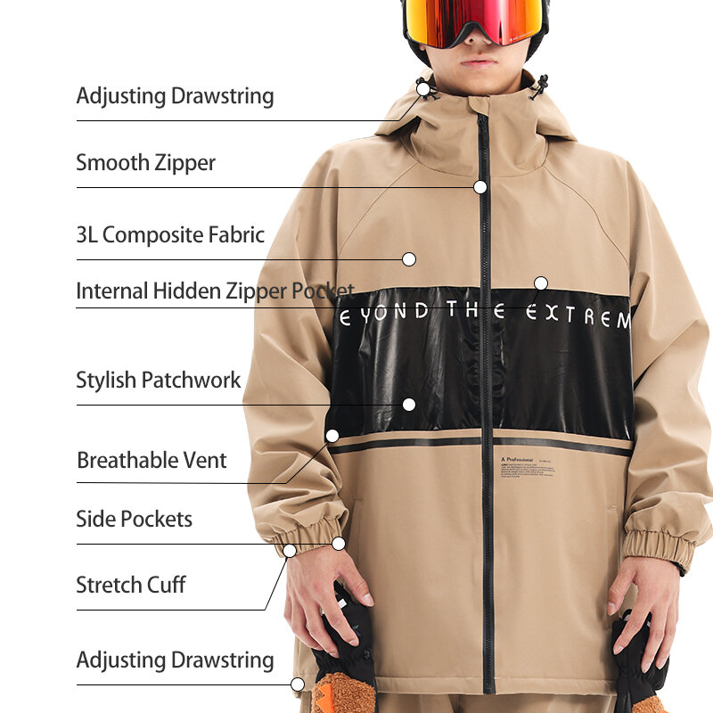 LDSKI Ski Jacket Women Men Hooded Thermal Clothing Windbreaker Waterproof Mountain Winter Warm Suit Snow Coat Snowboard Wear