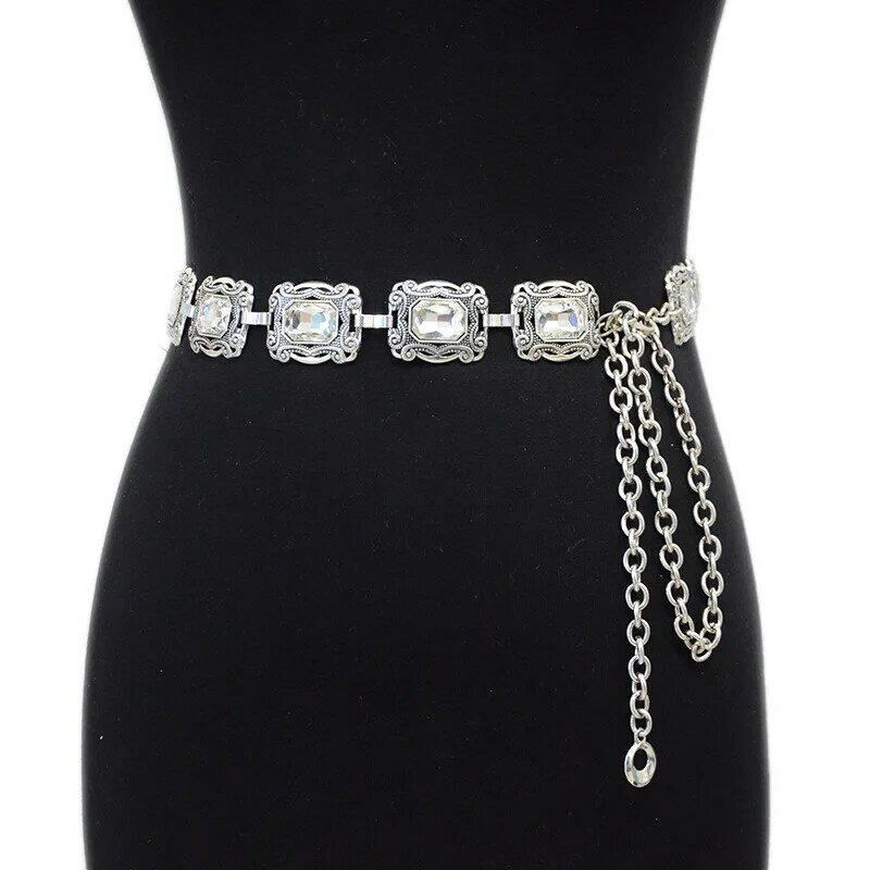 Deepeel Ethnic Style Women's Metal Belt Chains Retro Jewelry Handmade Girdle Decor Dress Waist Chain Cummerbunds Accessories