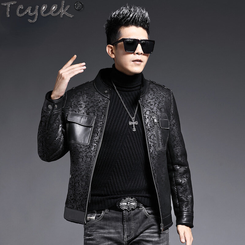 Tcyeek Fashion Genuine Leather Man Jackets Stand Casual Wool Jacket Men Clothes Winter Warm Real Fur Coat Short Chaquetas Hombre