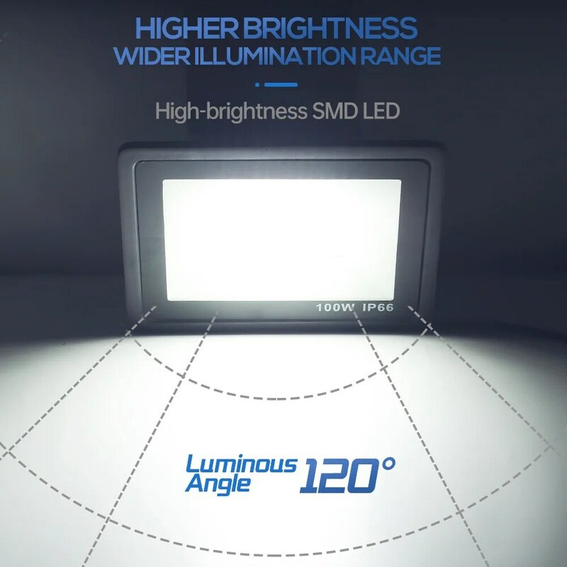 Reflector LED de alto brillo IP66, iluminación exterior impermeable, foco de proyección, lámpara de inundación, 200W, 10W, 20W, 30W, 50W