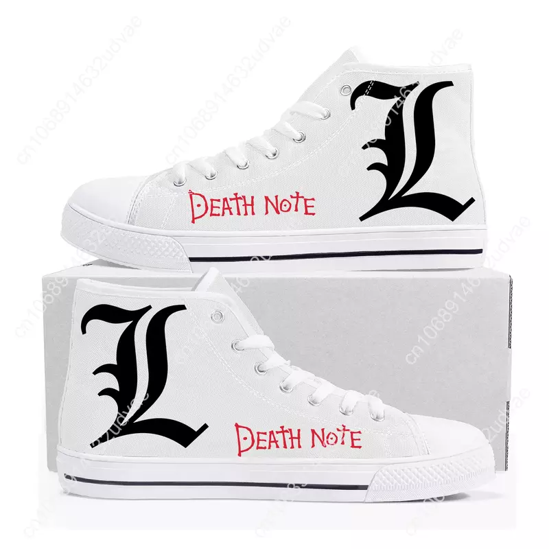 Death Note Yagami Light L High Top Sneakers Mens Womens Teenager Canvas Sneaker High Quality Casual Couple Shoes Custom Shoe