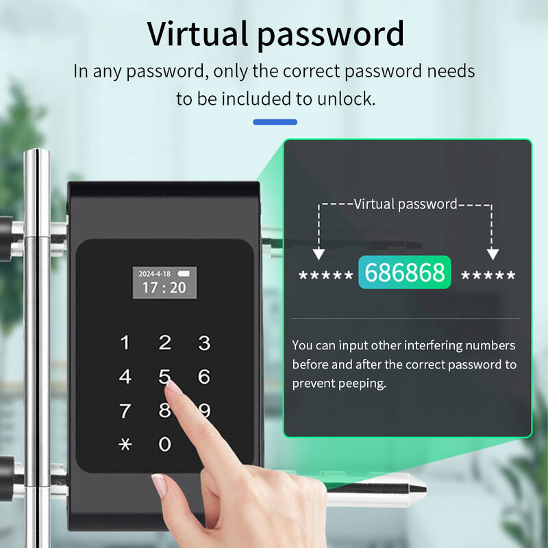 Tuya Smart Lock Outdoor Electronic Bluetooth Password Fingerprint IC Card Digital U Type Office Glass Door Anti-Theft App Unlcok