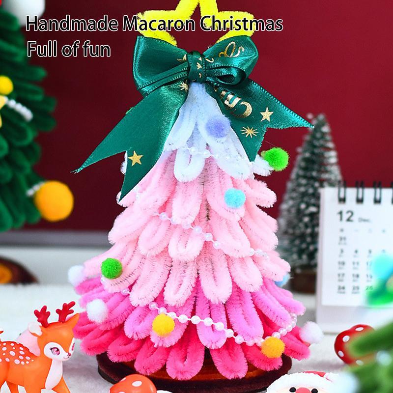 Kit artigianale per albero di natale 3D albero di natale per bambini con decorazioni per ornamenti di luci per bambini Kit per la creazione di carte di artigianato natalizio