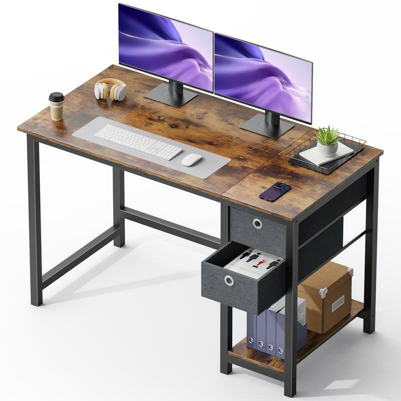 Sweetcrocpy-mesa pequena do computador, tabela do estudo com prateleira e gancho lateral, estilo moderno