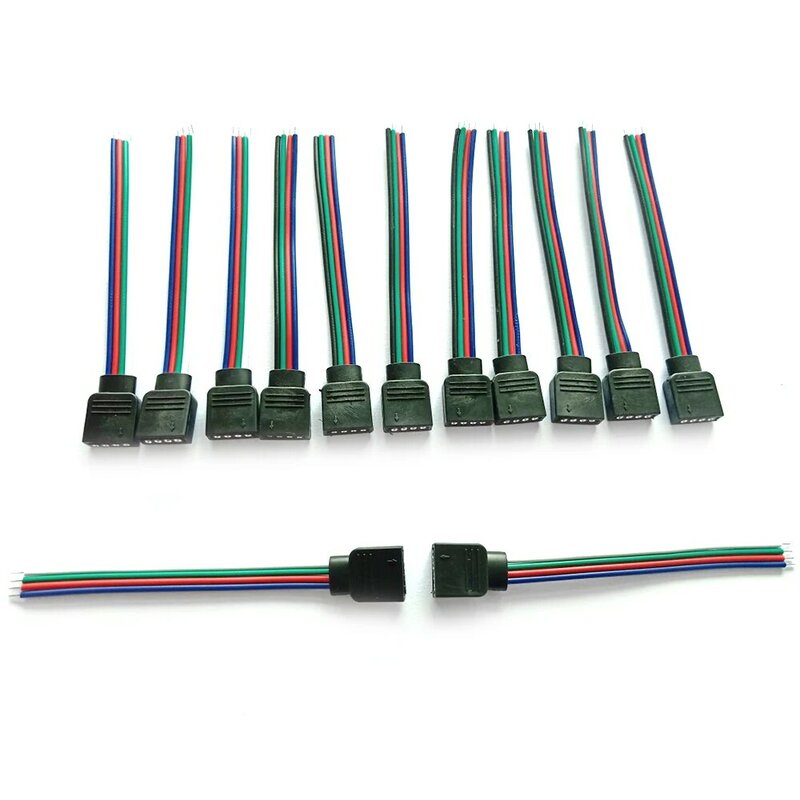4Pin laki-laki perempuan RGB konektor kabel kawat LED Strip cahaya kawat kabel konektor adaptor untuk 3528 5050 SMD LED Strip cahaya