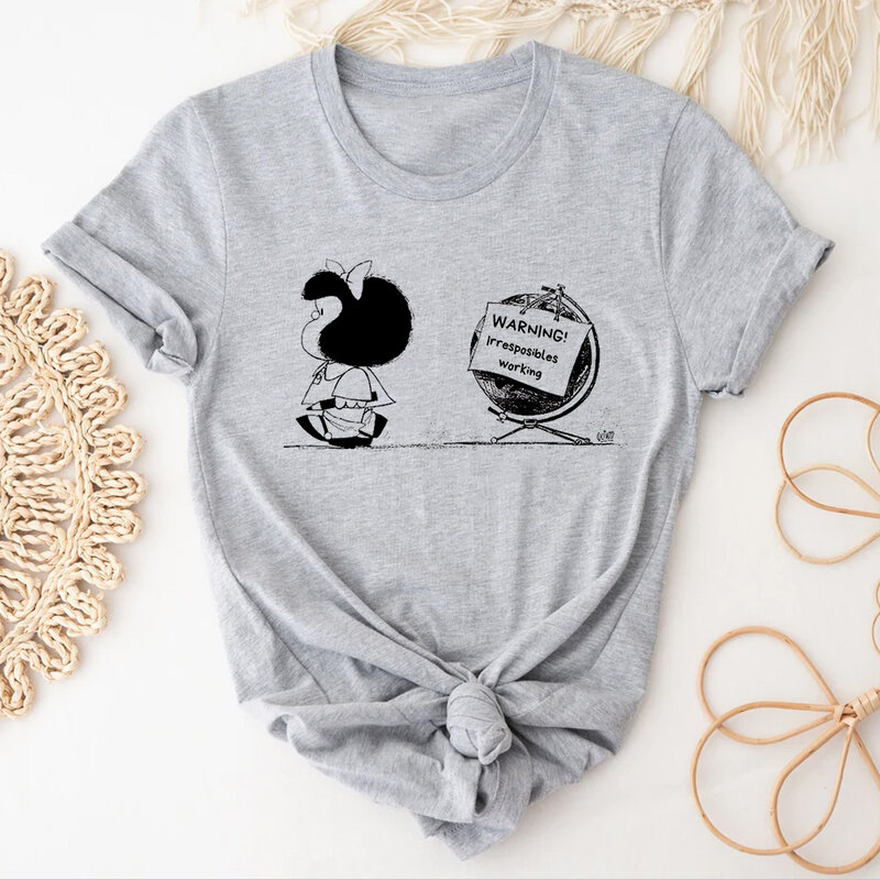 Mafalda T-Shirts Vrouwen Designer Y 2K Comic T-Shirt Meisje Anime Grappige Streetwear Kleding
