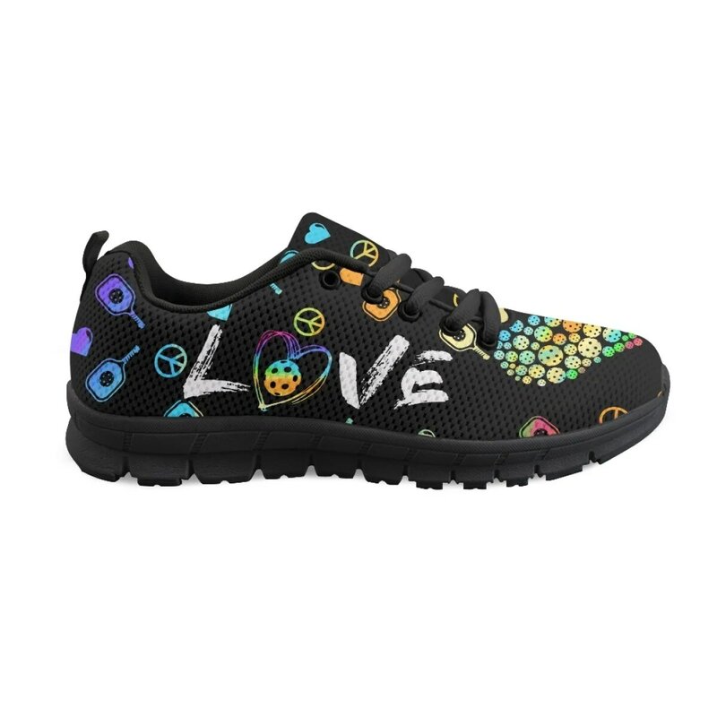 INSTANTARTS 2023 New Trend Women's Sneakers Pickleball Love Pattern Lace-up Walking Flats Spring Autumn Comfort Footwear Zapatos