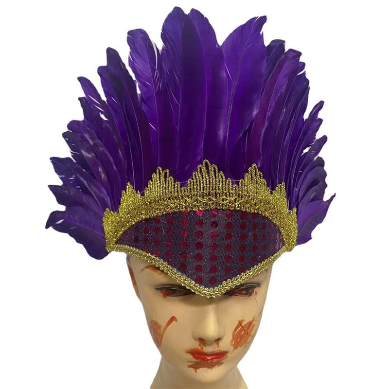 1 pcs Pena Cocar Acessórios Traje De Carnaval Pena Halloween Indiano Colorido Cocar Props Festa Headwear Headpiece