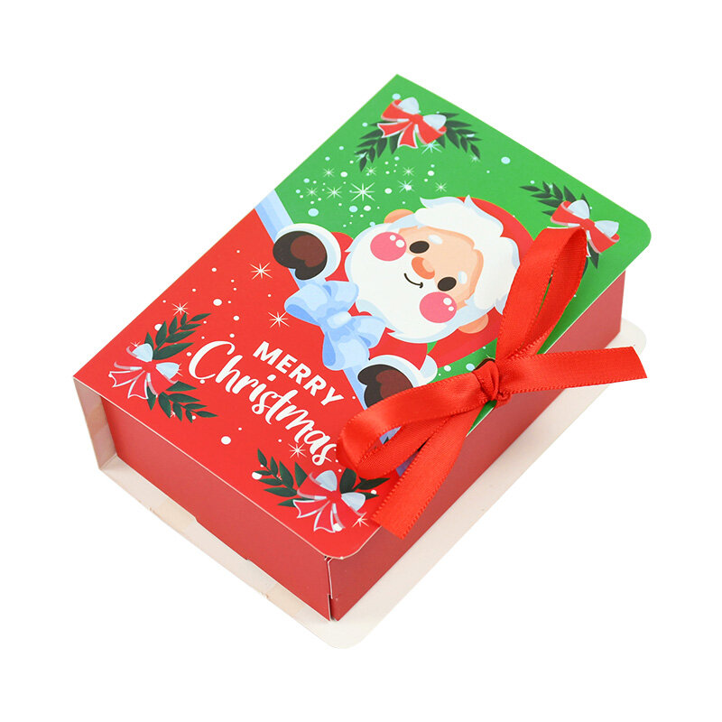 1Set Dropship Kotak Hadiah Natal Kotak Santa Claus Bentuk Buku Hadiah Tahun Baru/Kotak Permen Bisnis Natal Kemasan DIY 13x9x4.5CM