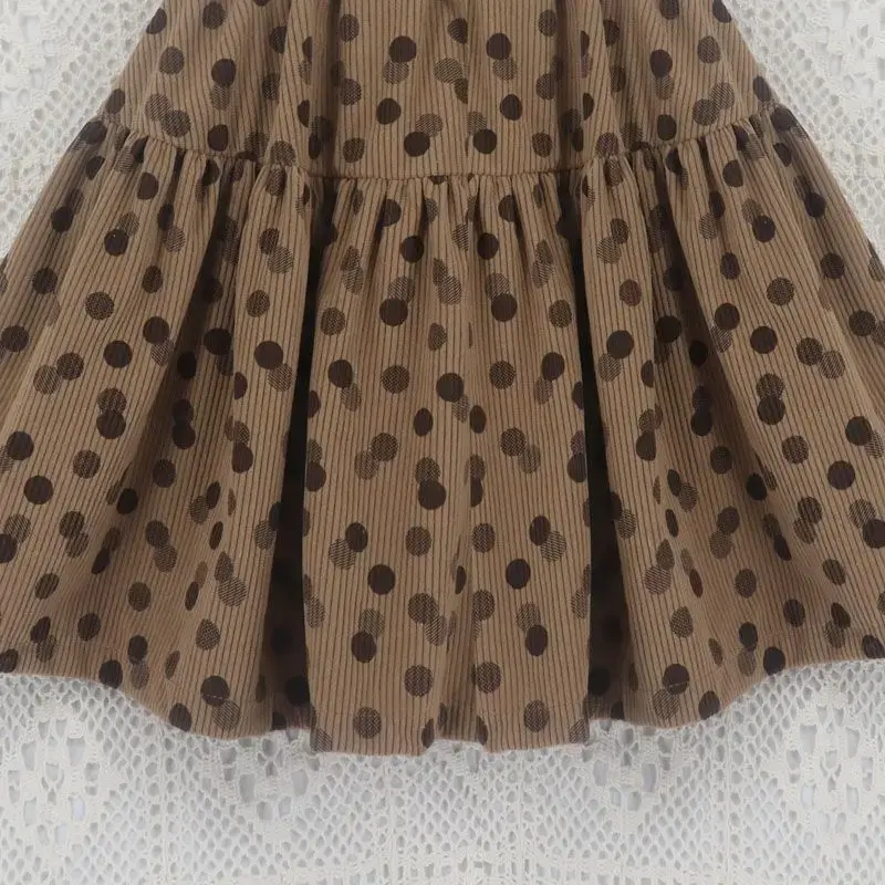 2024 модные вельветовые юбки в горошек для девочек на осень и зиму, детская элегантная юбка на день рождения для девочек, детская одежда