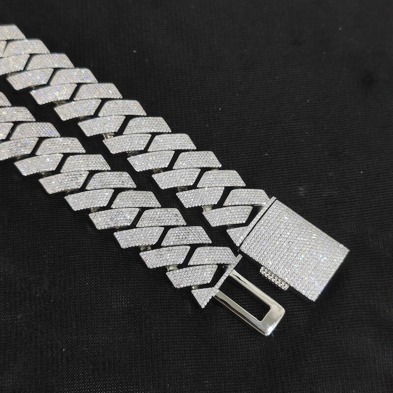 Gruby ciężki 25 mm sześciorzędowy łańcuszek z łańcuszkiem kubańskim Iced Out Hip Hop Biały / 18-karatowy pozłacany naszyjnik Biżuteria Kobiety Mężczyźni Prezenty