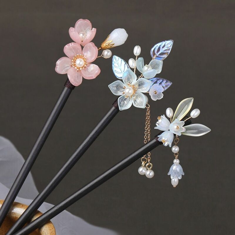 Quaste Blume Haar Stick exquisite chinesische Stil Holz Perle Haar Stick Haarschmuck Haar gabel Hanfu Haar Stick Damen